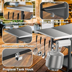 Bbq Table with Two-Layer Steel Storage Shelves 120