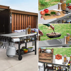 Bbq Table with Two-Layer Steel Storage Shelves 120