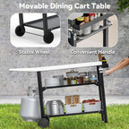 Bbq Table with Two-Layer Steel Storage Shelves 120