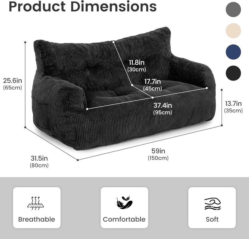 Bean Bag Chair 2 Seater Adult with Sponge