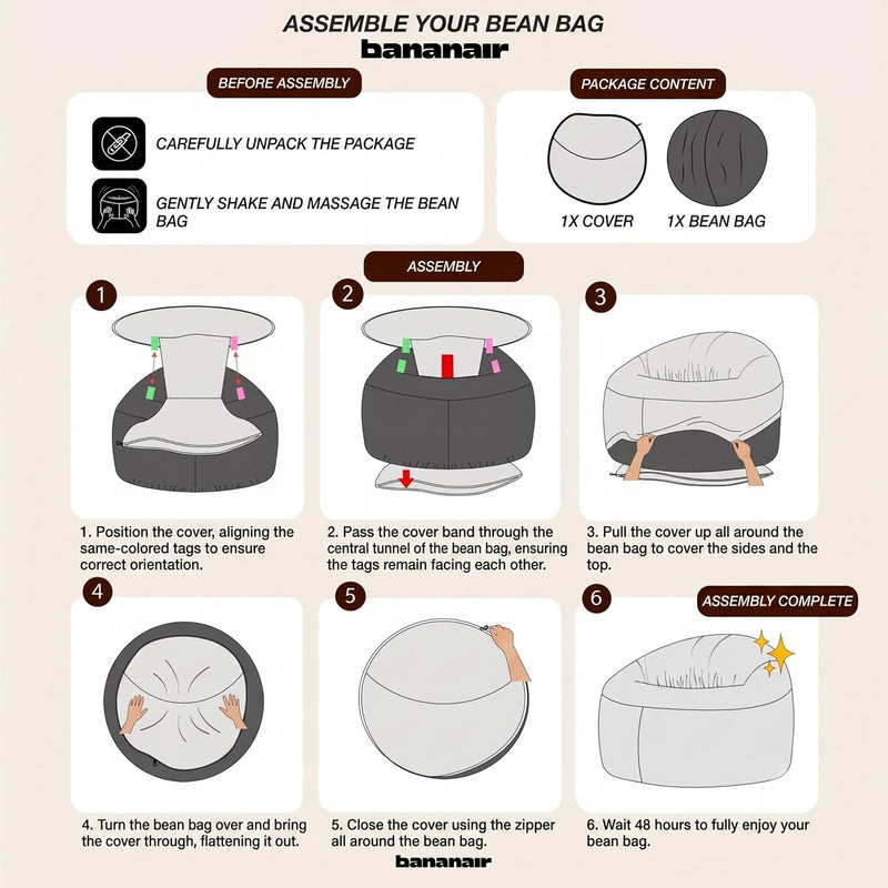 Bean Bag Chair Adult Soft Elegant Fine