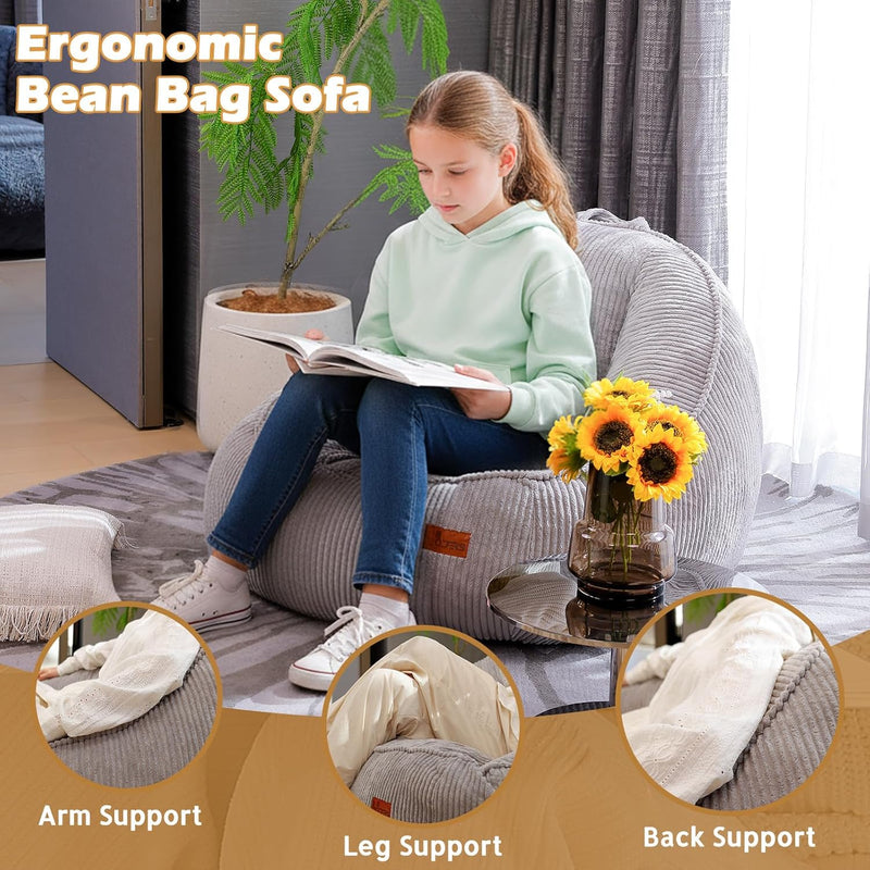Bean Bag Chair for Teens Kids Corduroy Sofa