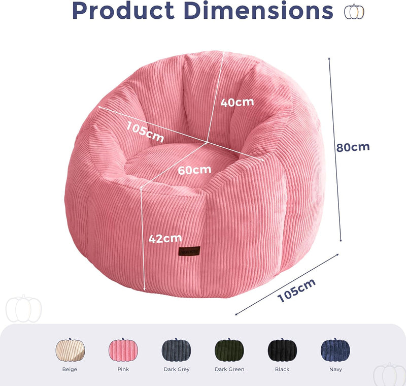 Bean Bag Chair Pumpkin Shaped Sofa Includes Filling