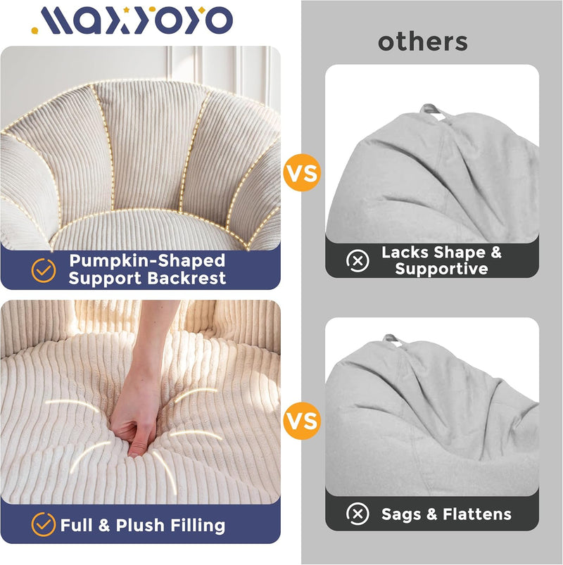 Bean Bag Chair Pumpkin Shaped Sofa Includes Filling