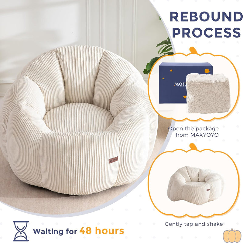Bean Bag Chair Pumpkin Shaped Sofa Includes Filling