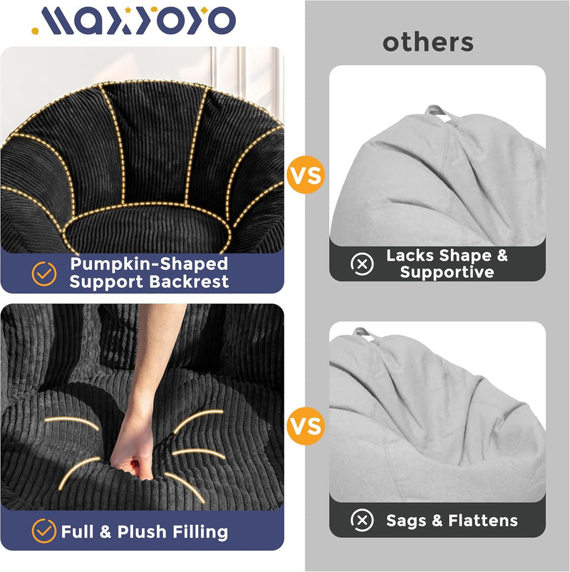 Bean Bag Chair Pumpkin Shaped Sofa Includes Filling