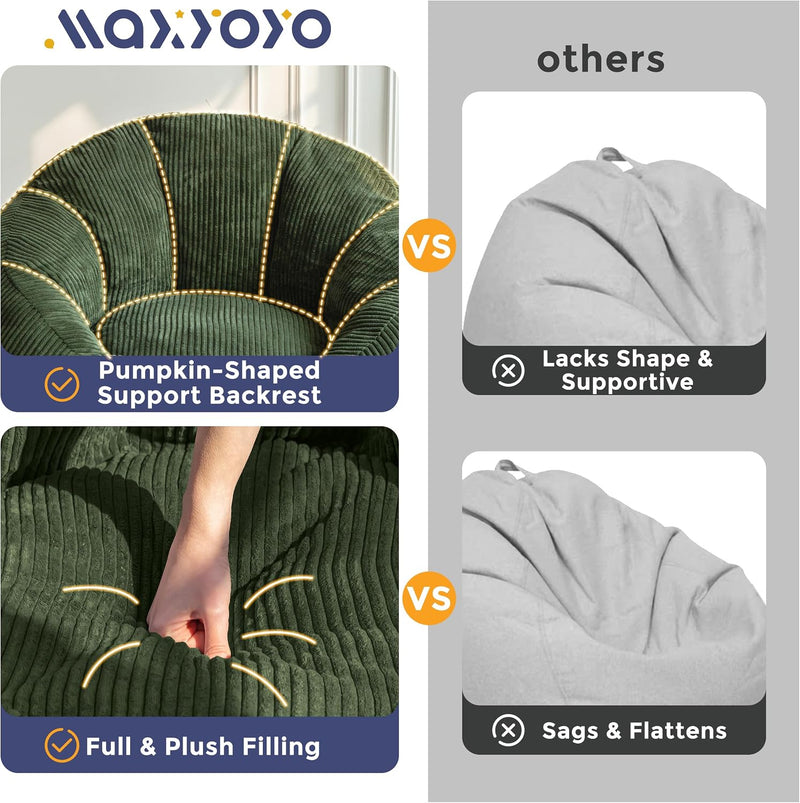 Bean Bag Chair Pumpkin Shaped Sofa Includes Filling