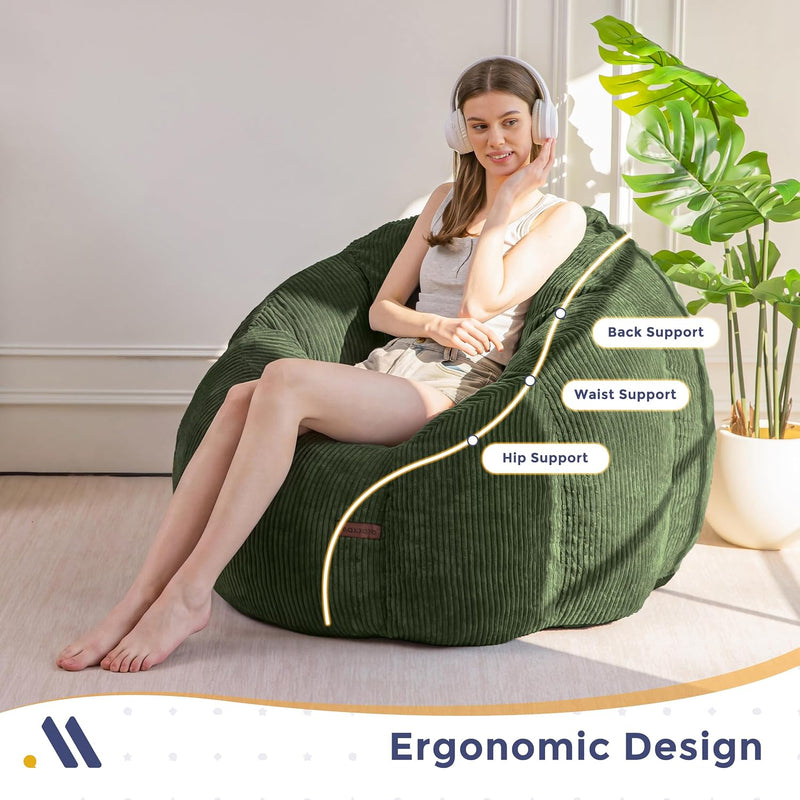 Bean Bag Chair Pumpkin Shaped Sofa Includes Filling