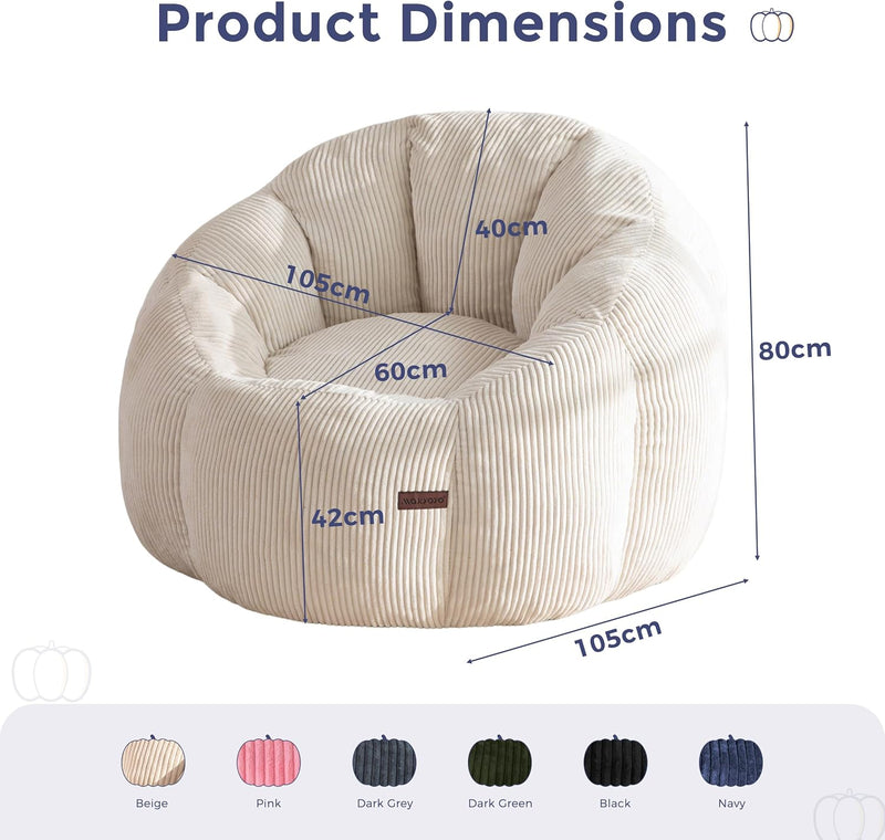 Bean Bag Chair Pumpkin Shaped Sofa Includes Filling