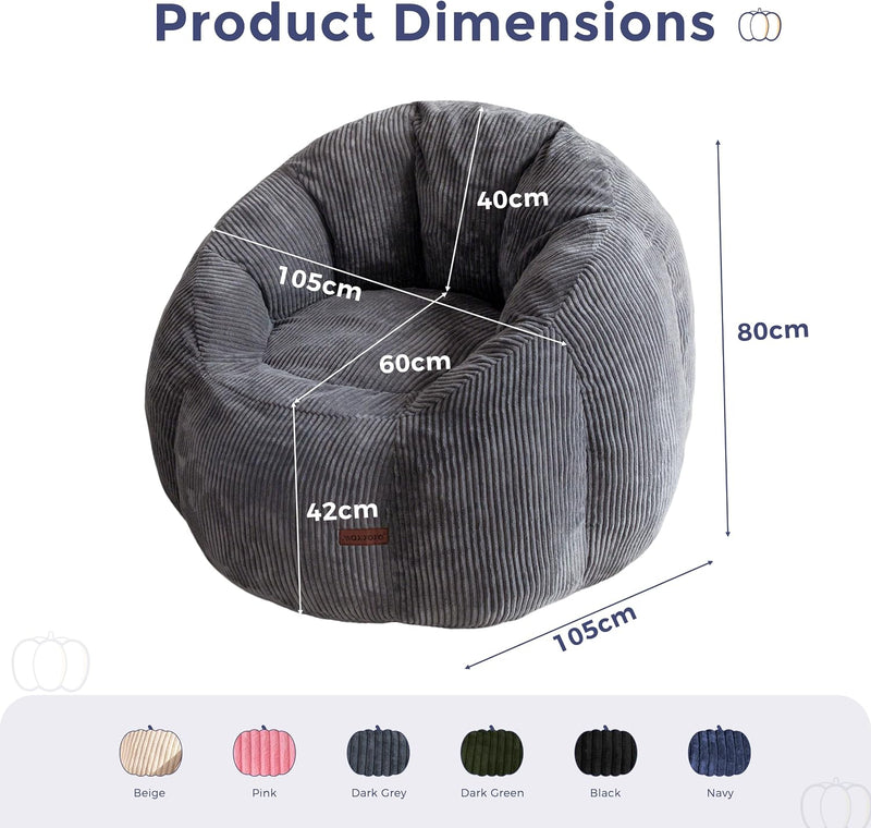 Bean Bag Chair Pumpkin Shaped Sofa Includes Filling
