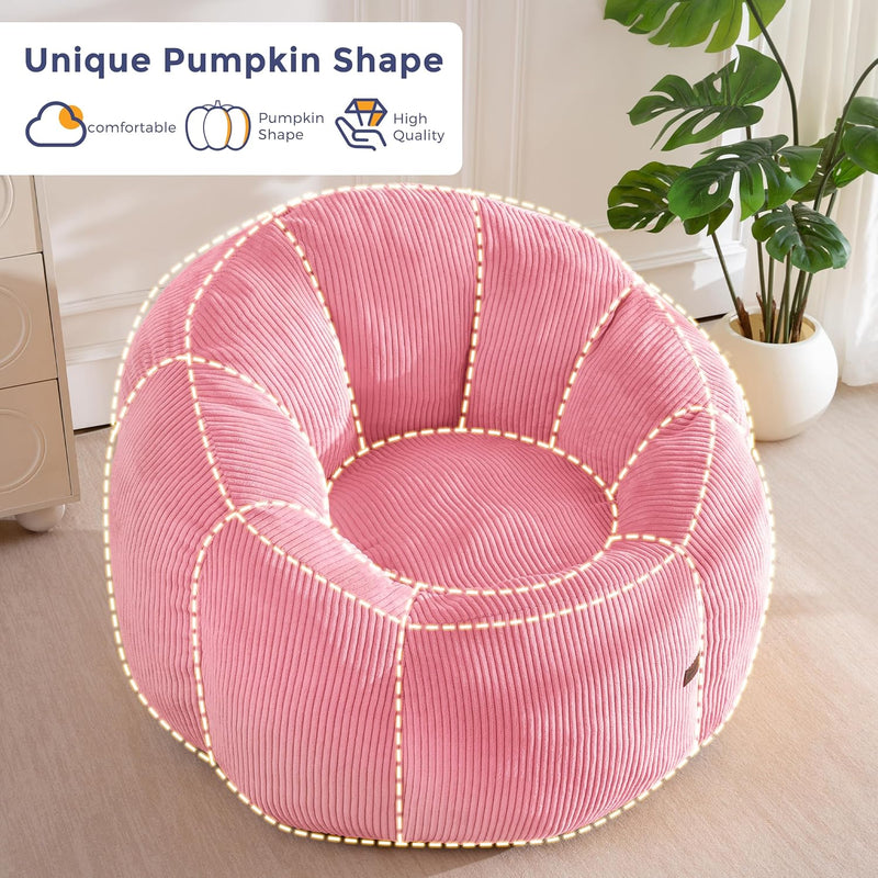 Bean Bag Chair Pumpkin Shaped Sofa Includes Filling
