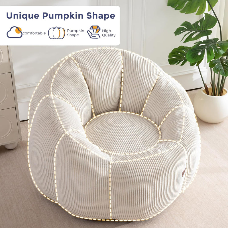 Bean Bag Chair Pumpkin Shaped Sofa Includes Filling