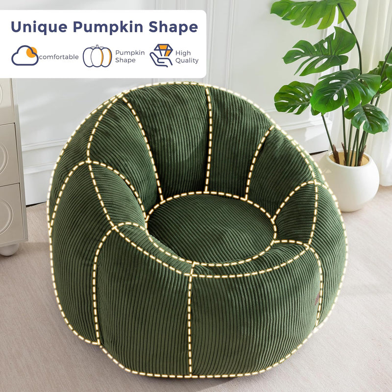 Bean Bag Chair Pumpkin Shaped Sofa Includes Filling
