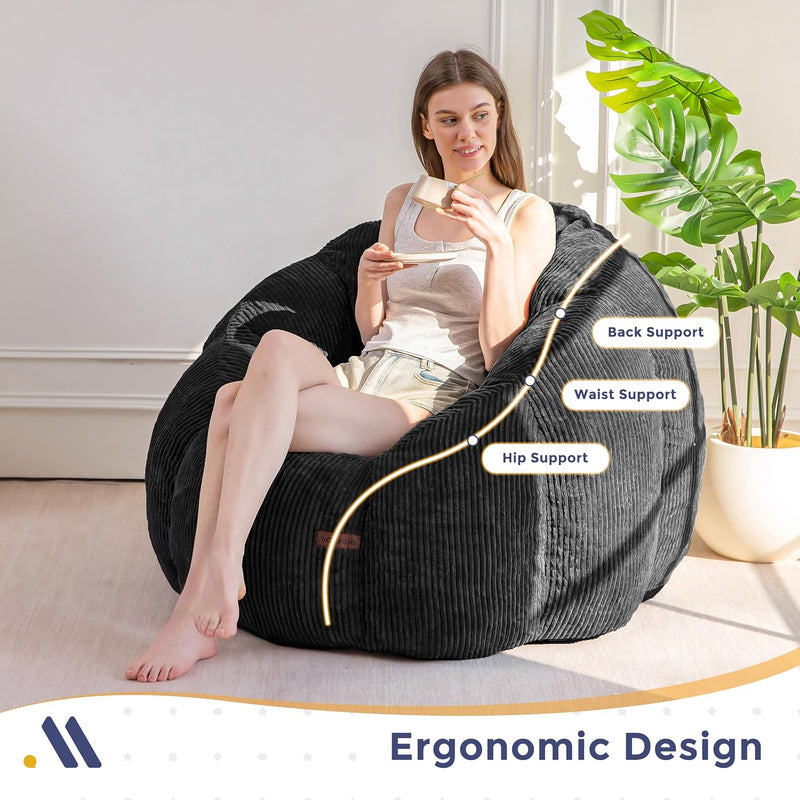 Bean Bag Chair Pumpkin Shaped Sofa Includes Filling