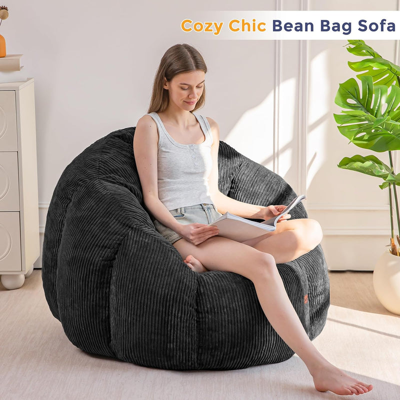 Bean Bag Chair Pumpkin Shaped Sofa Includes Filling