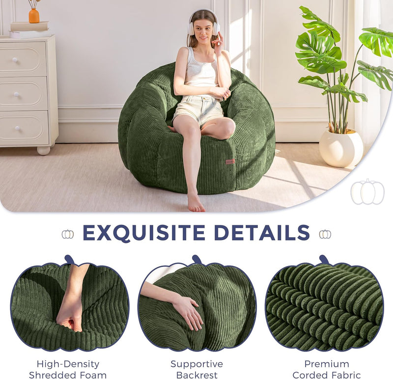 Bean Bag Chair Pumpkin Shaped Sofa Includes Filling