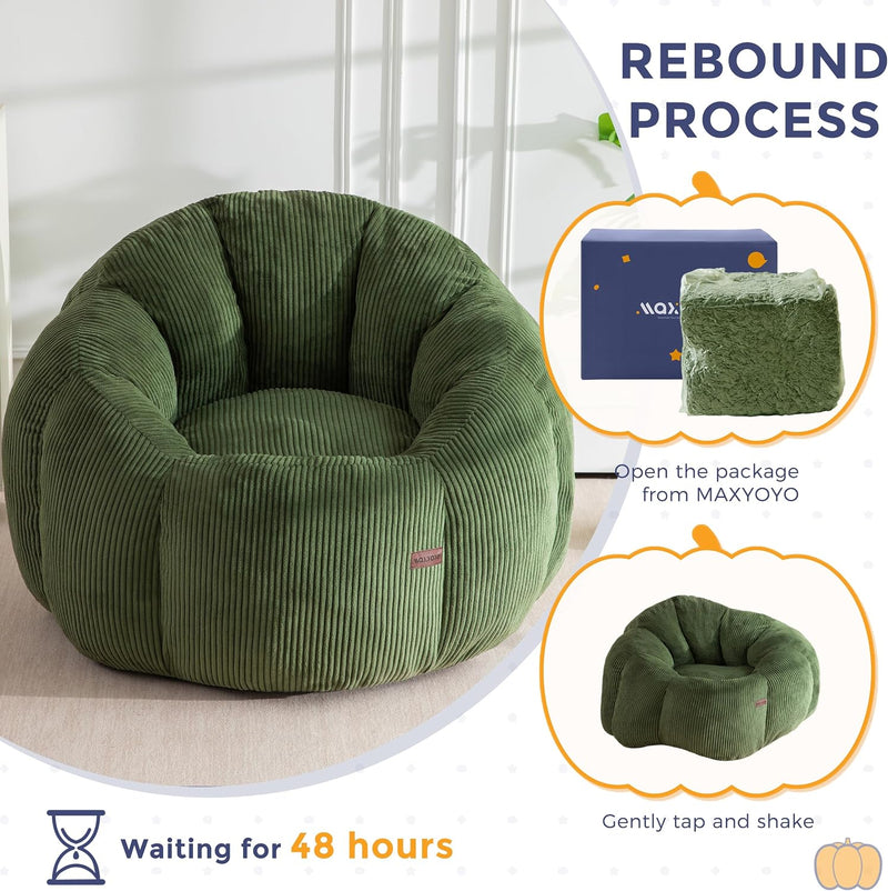 Bean Bag Chair Pumpkin Shaped Sofa Includes Filling