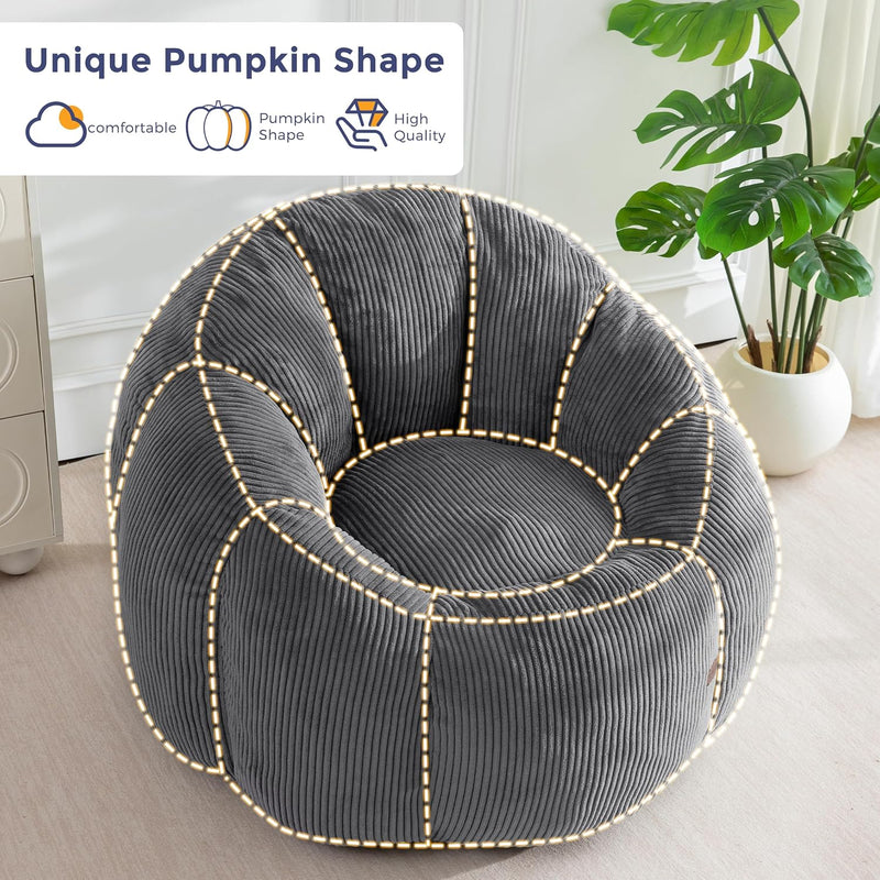 Bean Bag Chair Pumpkin Shaped Sofa Includes Filling