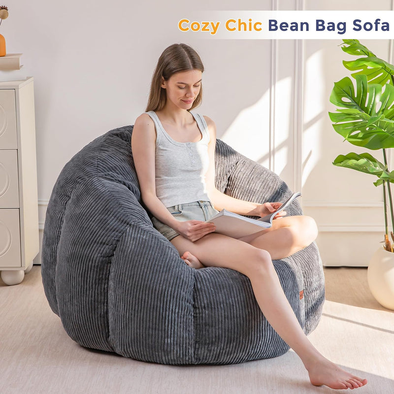 Bean Bag Chair Pumpkin Shaped Sofa Includes Filling