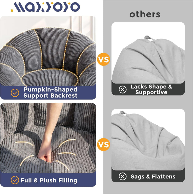 Bean Bag Chair Pumpkin Shaped Sofa Includes Filling