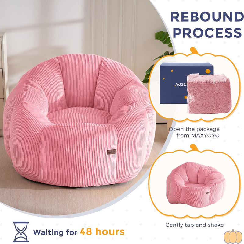 Bean Bag Chair Pumpkin Shaped Sofa Includes Filling