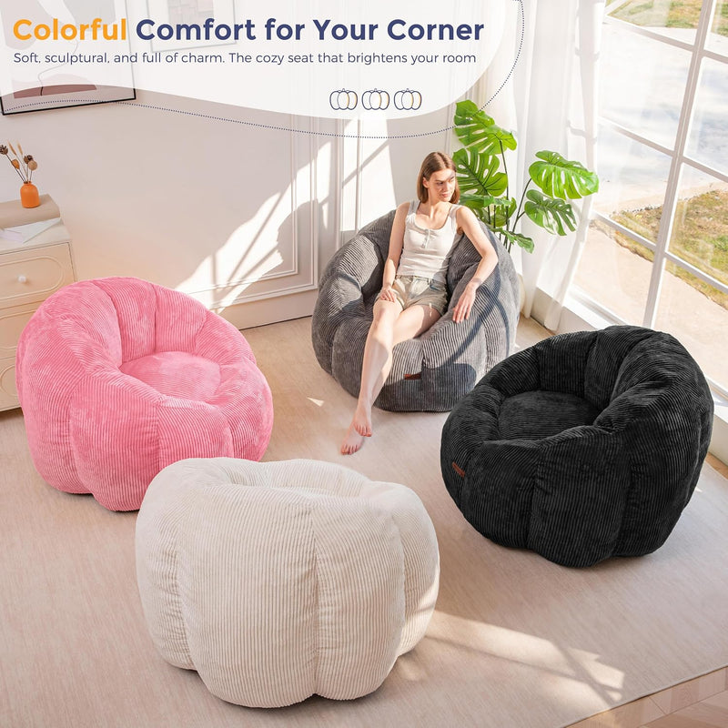 Bean Bag Chair Pumpkin Shaped Sofa Includes Filling