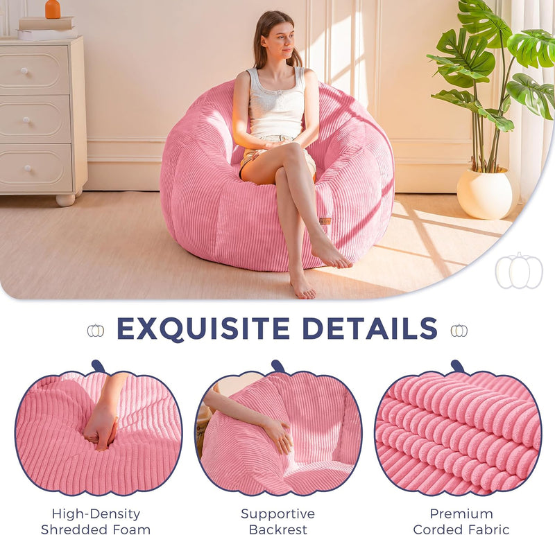 Bean Bag Chair Pumpkin Shaped Sofa Includes Filling