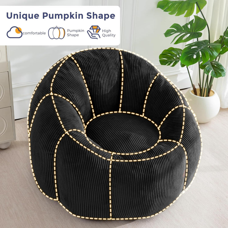 Bean Bag Chair Pumpkin Shaped Sofa Includes Filling