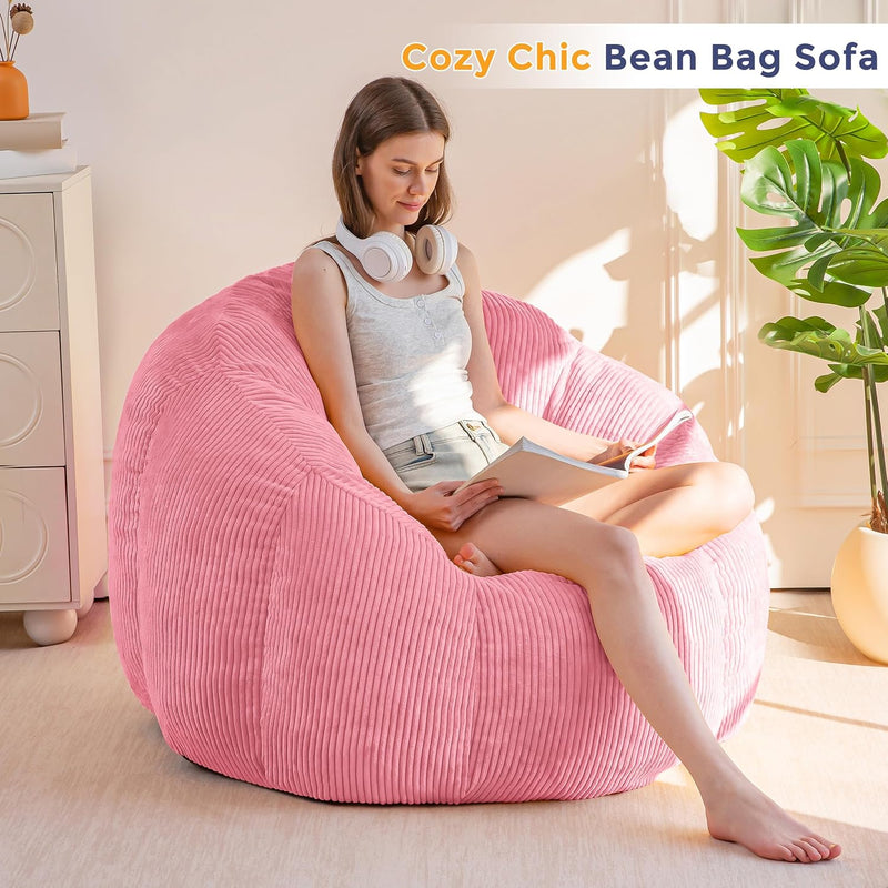 Bean Bag Chair Pumpkin Shaped Sofa Includes Filling
