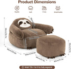 Bean Bag Chair Sloth with Footstool Beanbag Filling