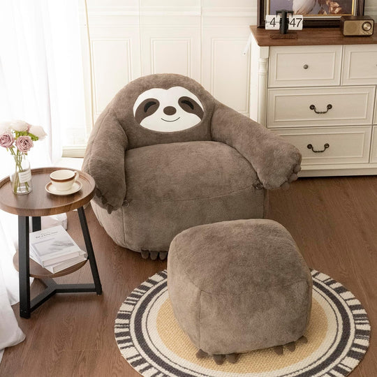 Bean Bag Chair Sloth with Footstool Beanbag Filling