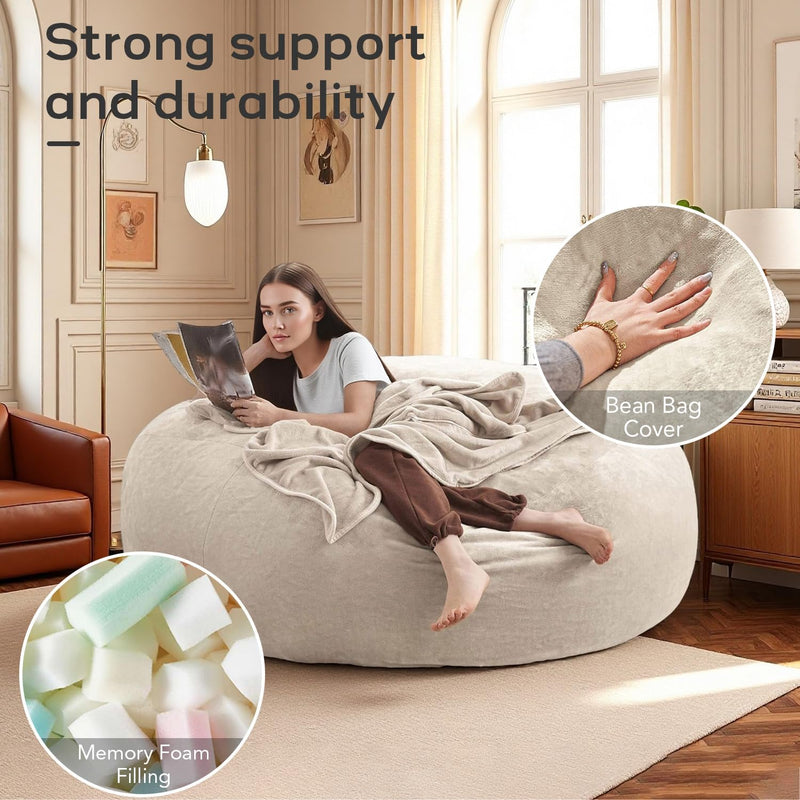 Bean Bag Chair with Plush Faux Fur Cover