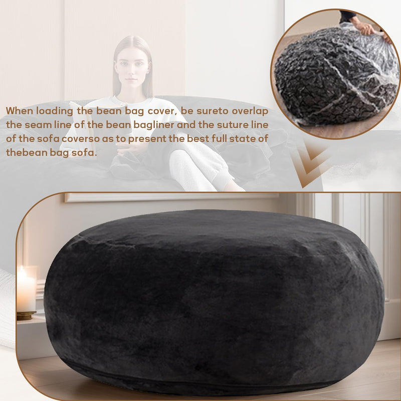 Bean Bag Chair with Plush Faux Fur Cover