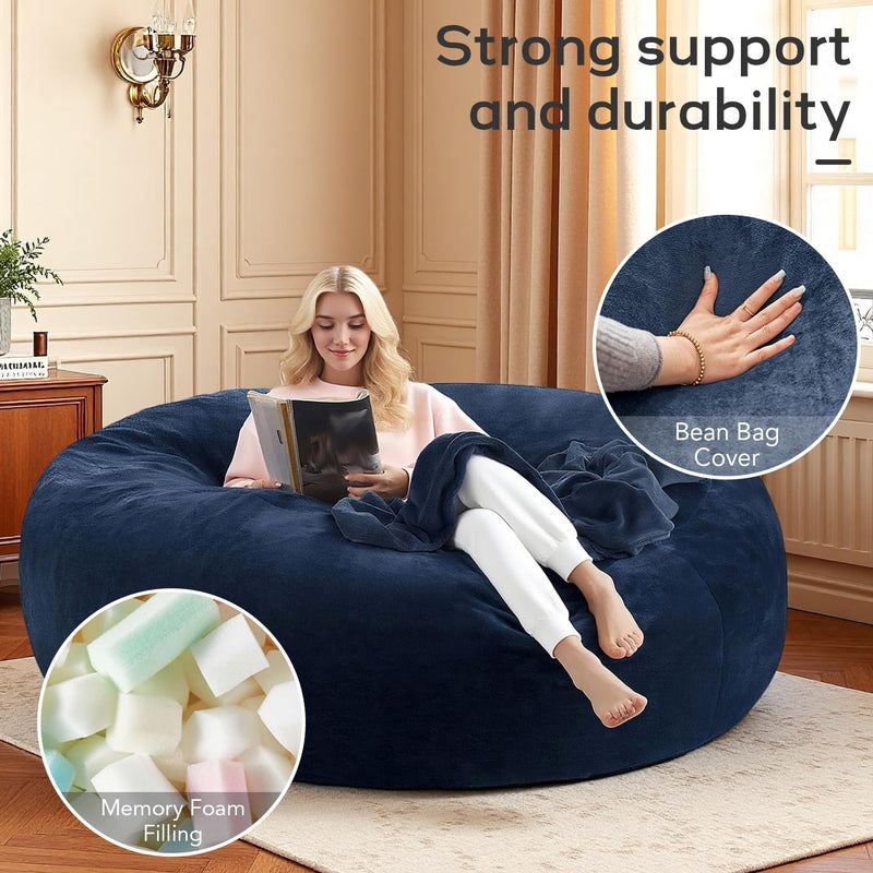Bean Bag Chair with Plush Faux Fur Cover