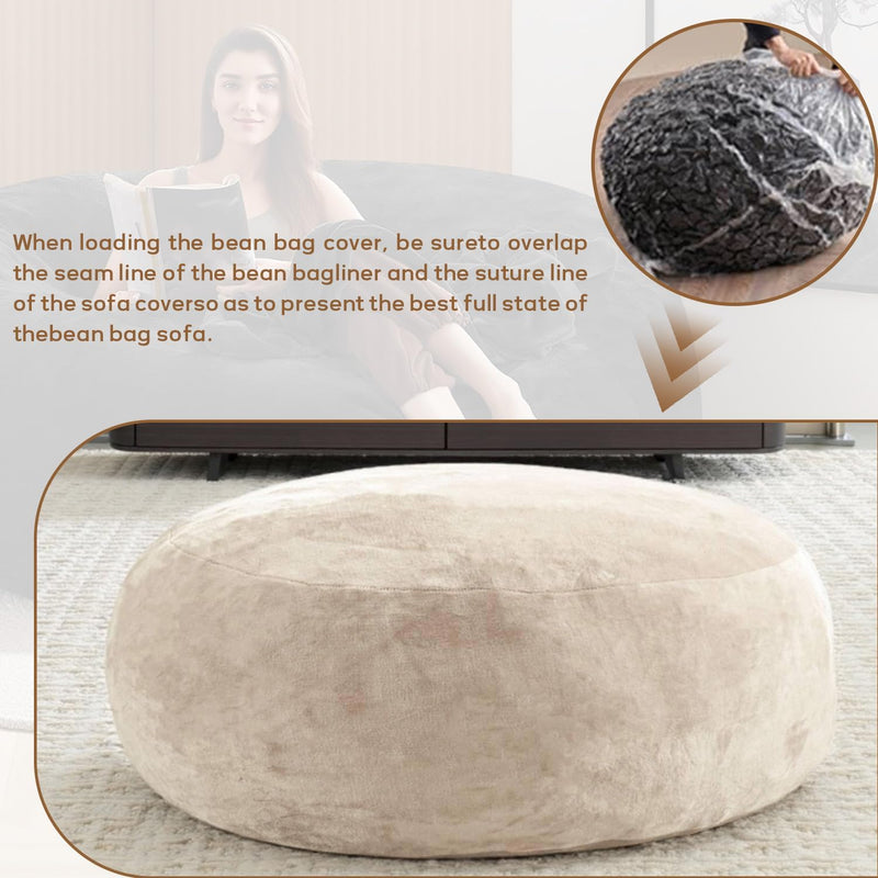 Bean Bag Chair with Plush Faux Fur Cover