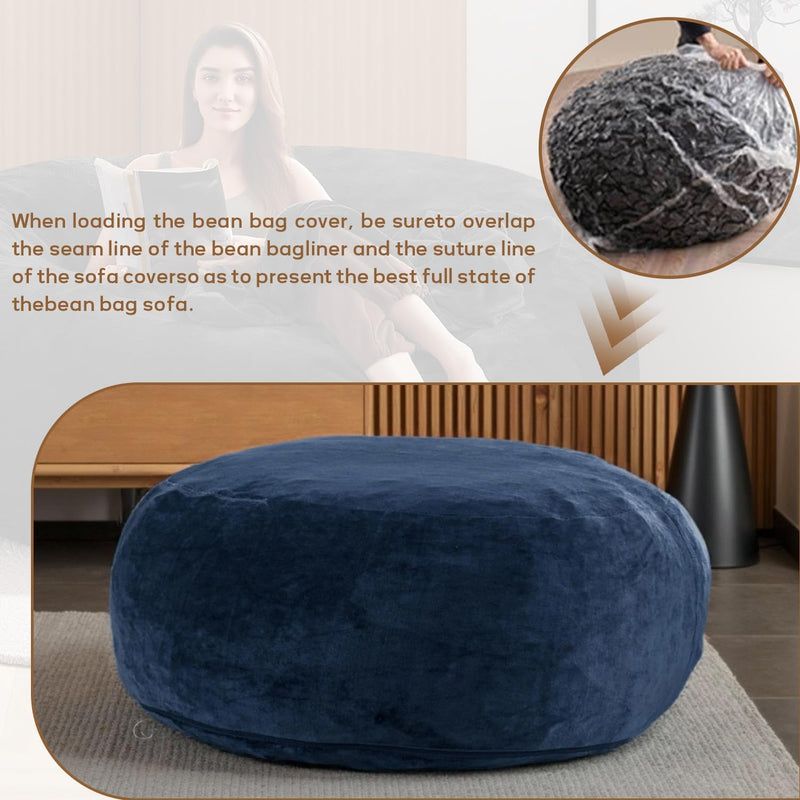 Bean Bag Chair with Plush Faux Fur Cover