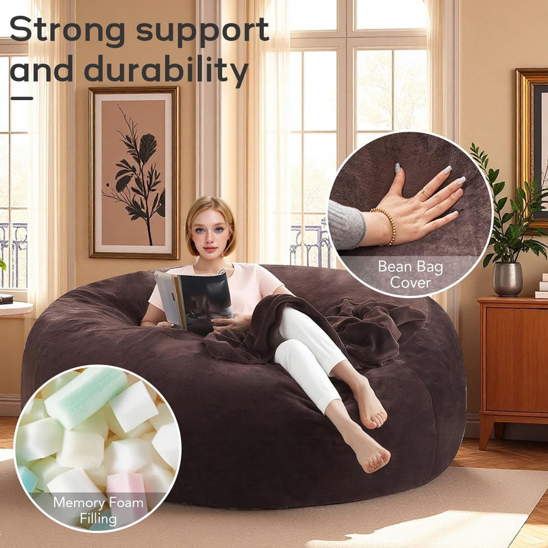 Bean Bag Chair with Plush Faux Fur Cover