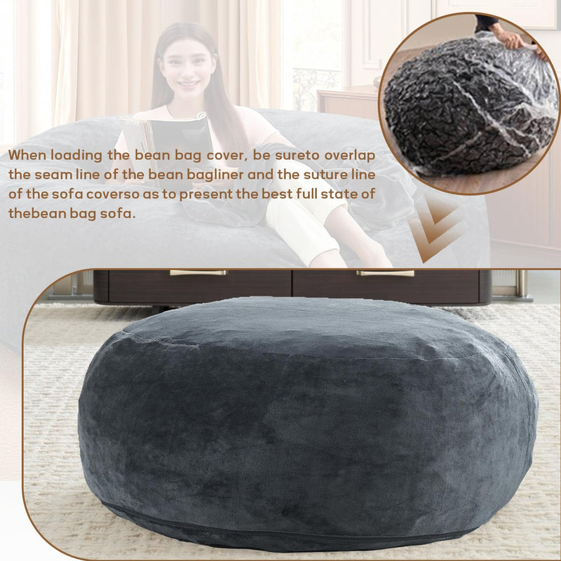Bean Bag Chair with Plush Faux Fur Cover