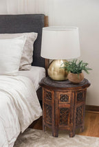 Beautiful Round Hand Carved Indian Wooden Coffee Table