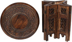Beautiful Round Hand Carved Indian Wooden Coffee Table