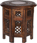 Beautiful Round Hand Carved Indian Wooden Coffee Table