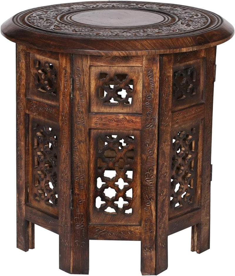 Beautiful Round Hand Carved Indian Wooden Coffee Table