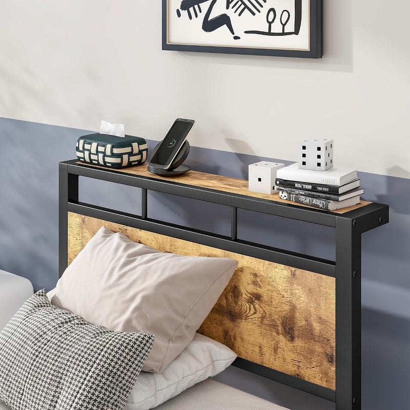 Bed Frame with Wooden Storage Headboard