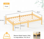 Bed Frame 14-Inch Natural Bamboo Wood Platform