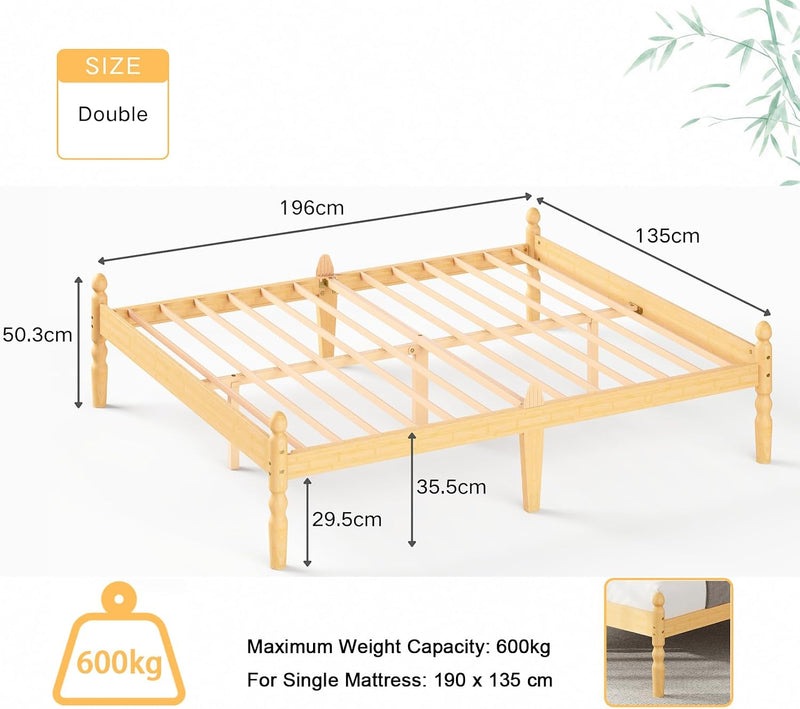 Bed Frame 14-Inch Natural Bamboo Wood Platform
