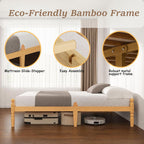 Bed Frame 14-Inch Natural Bamboo Wood Platform
