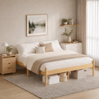 Bed Frame 14-Inch Natural Bamboo Wood Platform