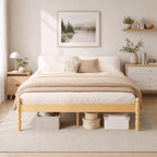 Bed Frame 14-Inch Natural Bamboo Wood Platform