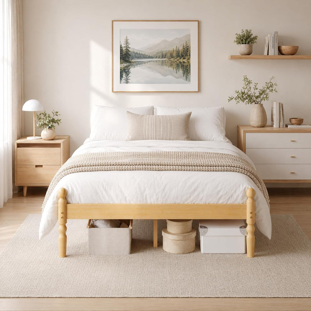 Bed Frame 14-Inch Natural Bamboo Wood Platform