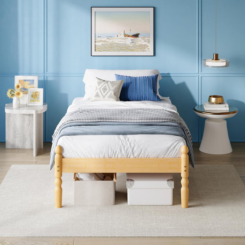 Bed Frame 14-Inch Natural Bamboo Wood Platform